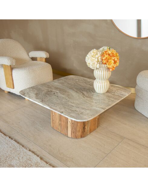 Table basse Bergen gris/naturel - 80x80x36 cm