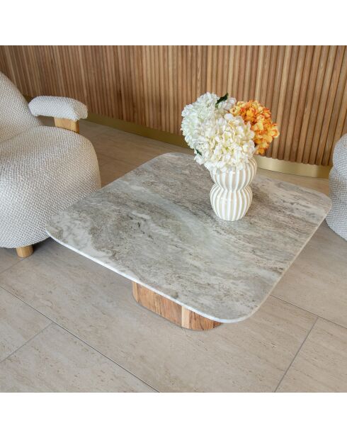 Table basse Bergen gris/naturel - 80x80x36 cm