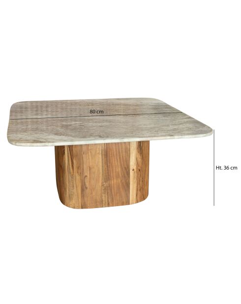 Table basse Bergen gris/naturel - 80x80x36 cm