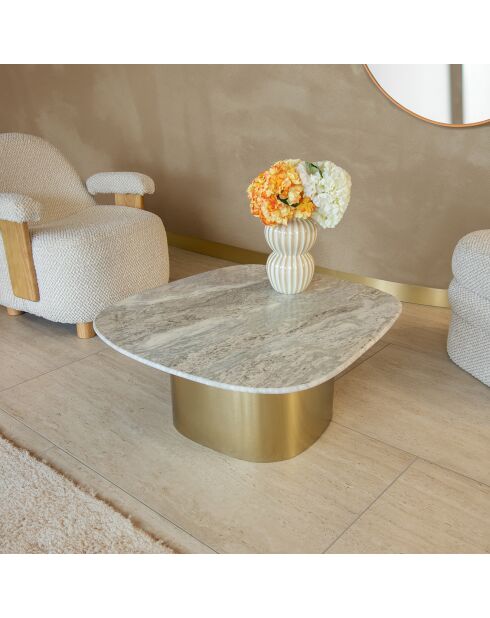 Table basse Fedje beige/doré - 80x73x33 cm