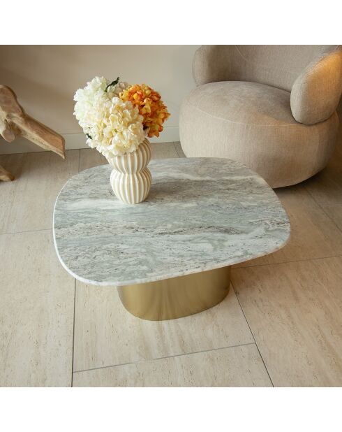 Table basse Fedje beige/doré - 80x73x33 cm