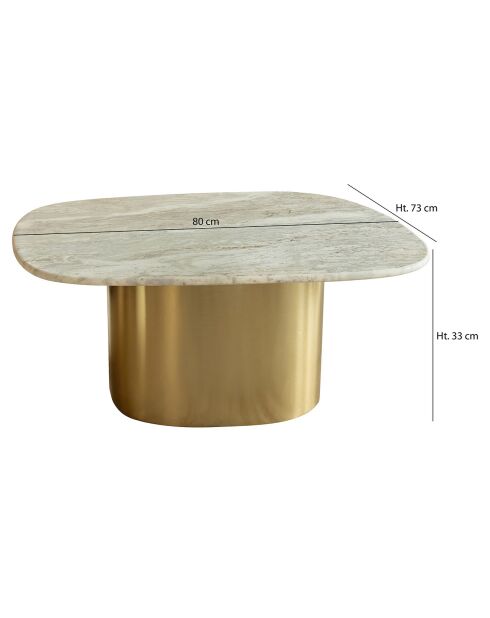 Table basse Fedje beige/doré - 80x73x33 cm