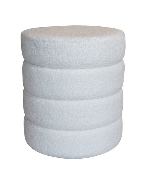 Pouf tissu teddy Malo blanc - 35x35x40 cm