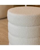 Pouf tissu teddy Malo blanc - 35x35x40 cm