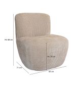 Fauteuil en Velours côtelé Côme beige - 65x71x68 cm