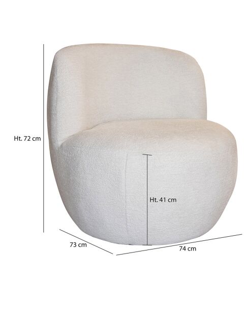 Fauteuil en tissu bouclette Malo écru - L.74xH.72xP.73 cm