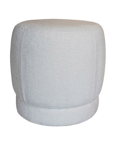 Pouf en tissu bouclette Malo blanc - 41.5x41.5x40 cm