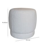 Pouf en tissu bouclette Malo blanc - 41.5x41.5x40 cm