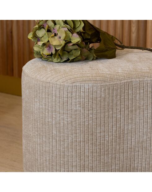 Banc en Velours Côme beige - 80x43x36 cm