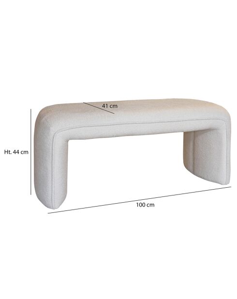 Banc en tissu bouclette Malo écru - 100x41x44 cm