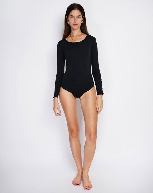 Body nero in misto seta Pixie