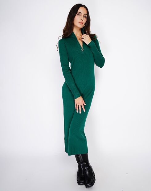 Robe en Cachemire mélangé Eliane vert amazone