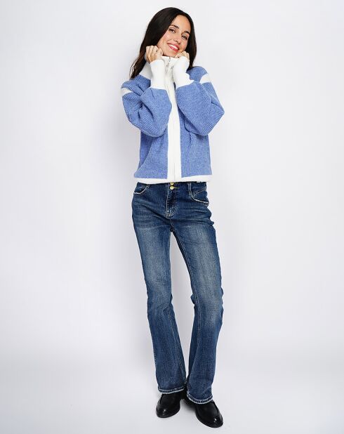 Cardigan Claudia blu in jeans misto cashmere