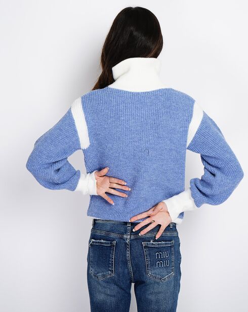 Cardigan Claudia blu in jeans misto cashmere