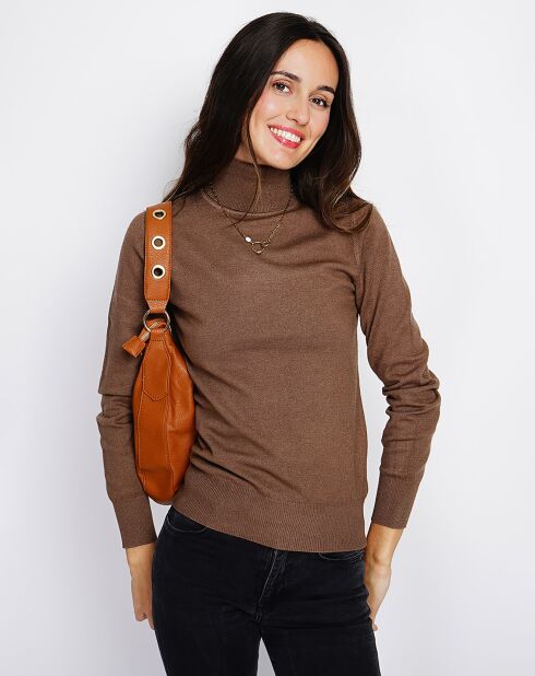 Pull en Cachemire mélangé Camélia marron