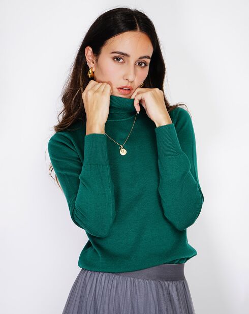 Pull en Cachemire mélangé Camélia vert amazone
