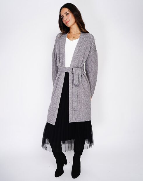 Cardigan Beatrice grigio in misto cashmere