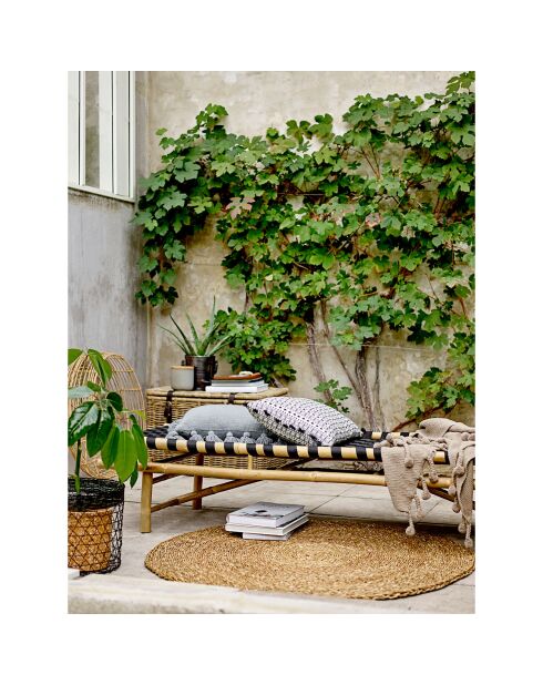 Méridienne en Bambou Vida noire - L.190xH.40xW.70 cm