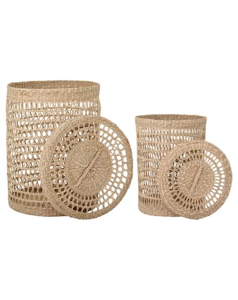 2 Paniers avec couvercle Connie naturel