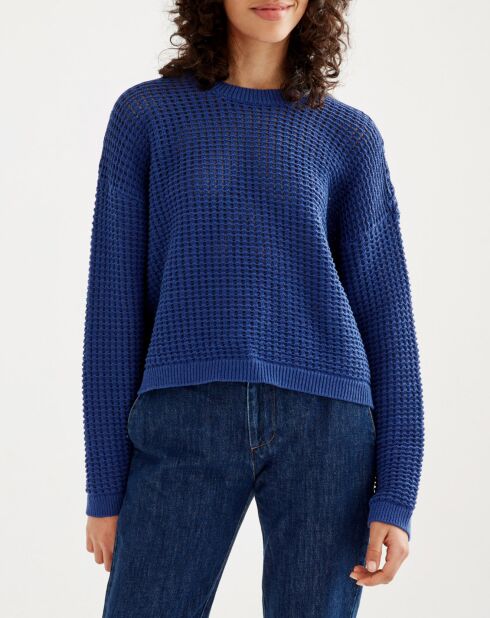 Pull en maille fantaisie encre bleu