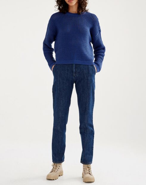 Pull en maille fantaisie encre bleu