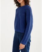 Pull en maille fantaisie encre bleu