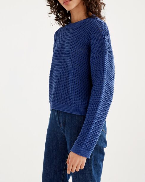 Pull en maille fantaisie encre bleu