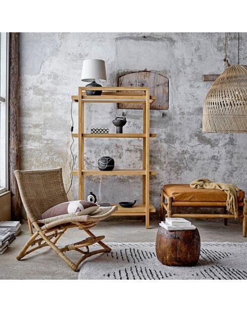 Tabouret en Cuir Aisya naturel - L.84xH.51xW.84 cm