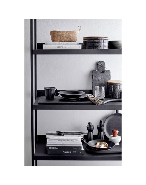 4 piatti fondi in porcellana Yoko neri - D.24xH.3 cm