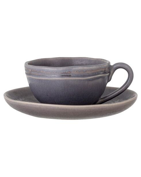 2 Tasses à cappuccino avec soucoupe en Grès Raben grises