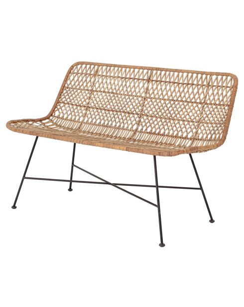 Banc en Rotin Hallie naturel - L.120xH.80xW.61 cm