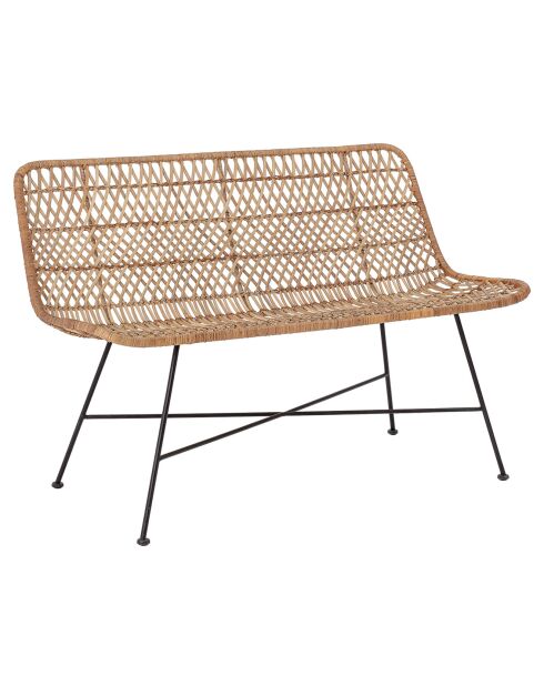 Banc en Rotin Hallie naturel - L.120xH.80xW.61 cm