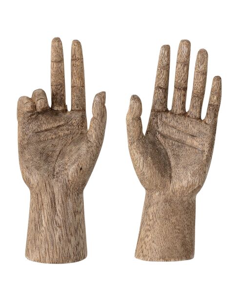 2 Décorations en Bois de manguier Teis naturel - L.5xH.13xW.2.5 cm