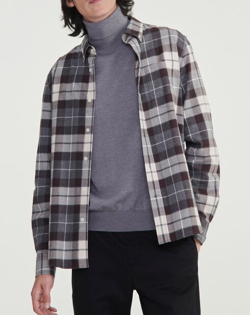 Chemise en flanelle à carreaux sable
