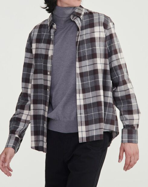 Chemise en flanelle à carreaux sable