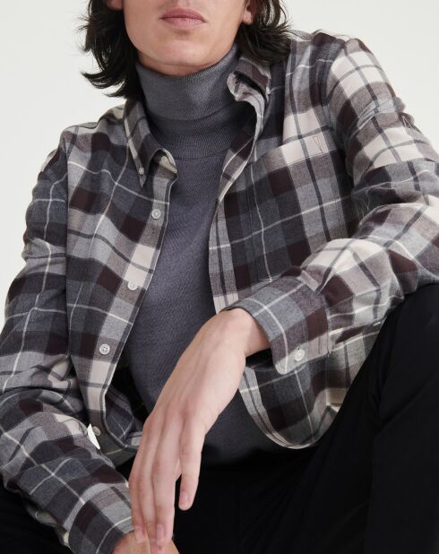 Chemise en flanelle à carreaux sable