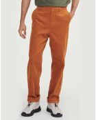 Pantalon chino en Velours côtelé moka