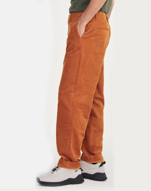Pantalon chino en Velours côtelé moka