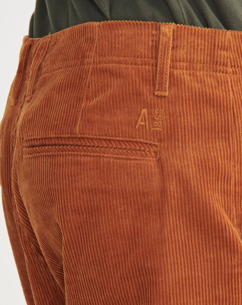Pantalon chino en Velours côtelé moka