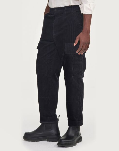 Pantalon cargo en Velours côtelé noir