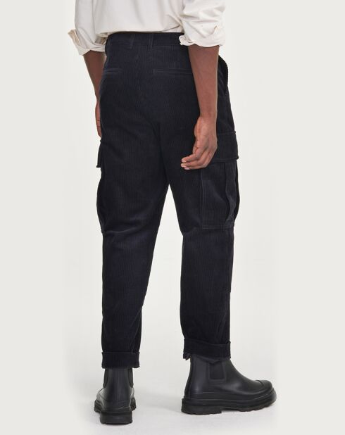 Pantalon cargo en Velours côtelé noir