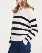 Pull camionneur en Laine mélangée rayé lait