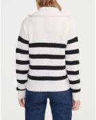 Pull camionneur en Laine mélangée rayé lait