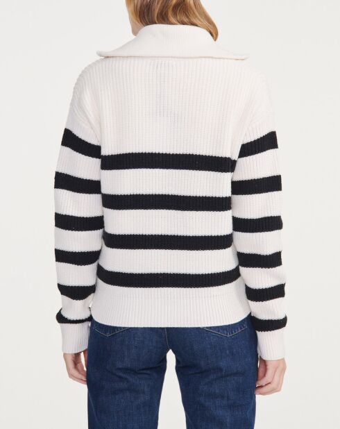 Pull camionneur en Laine mélangée rayé lait