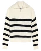 Pull camionneur en Laine mélangée rayé lait