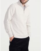 Sweat col zippé sable