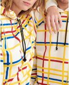 Sweat à capuche à carreaux mondrian