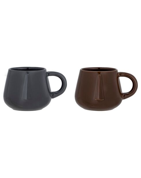 2 Mugs en Grès Noela marron - D.9.5xH.8 cm