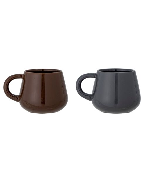 2 Mugs en Grès Noela marron - D.9.5xH.8 cm