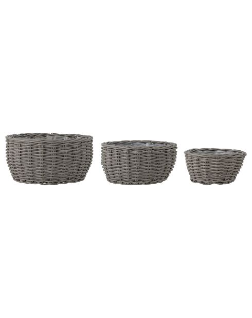 3 grijze Fioria bloempotten